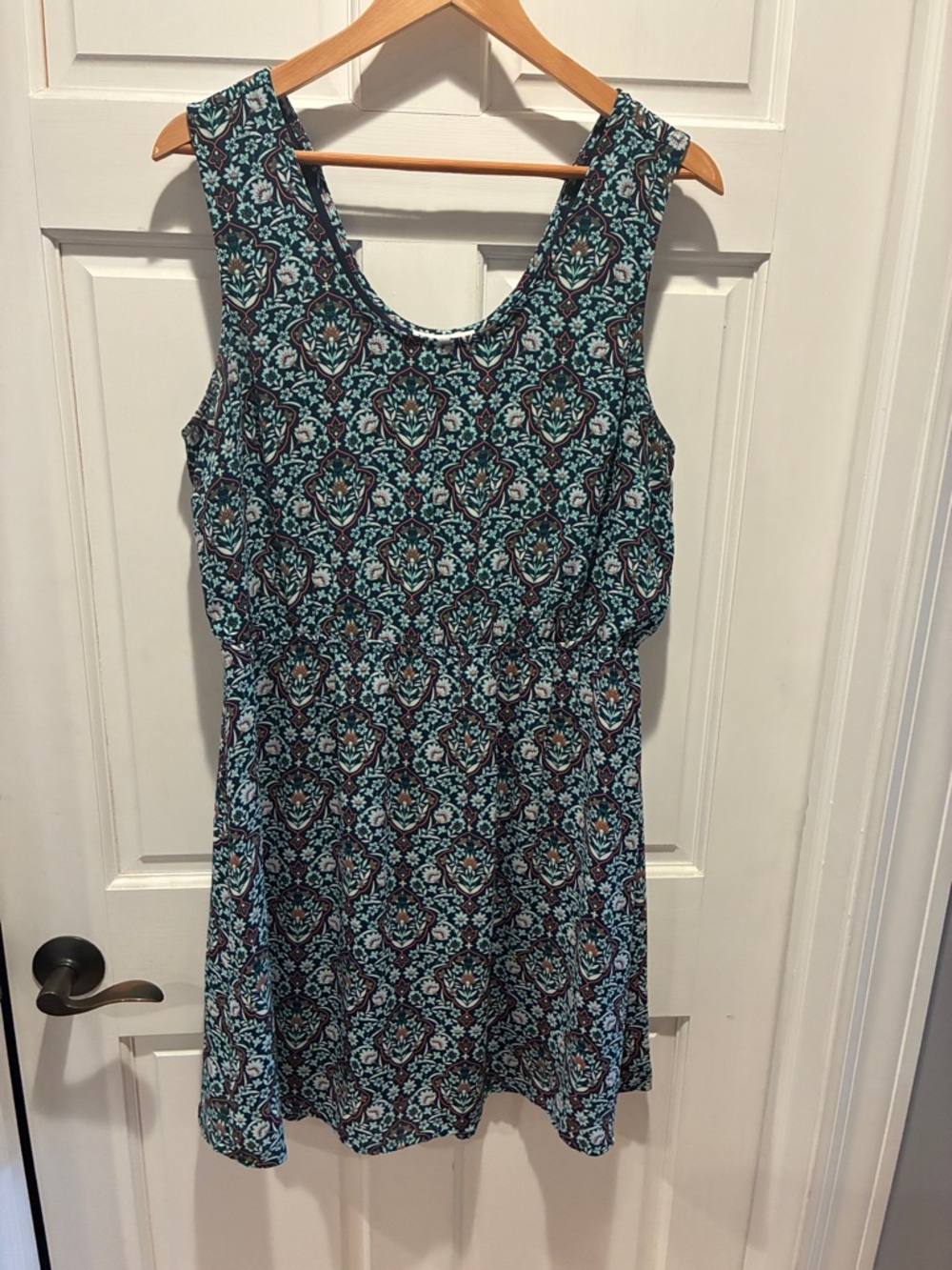 DR2 Teal and Black Sleeveless Printed Mini Dress